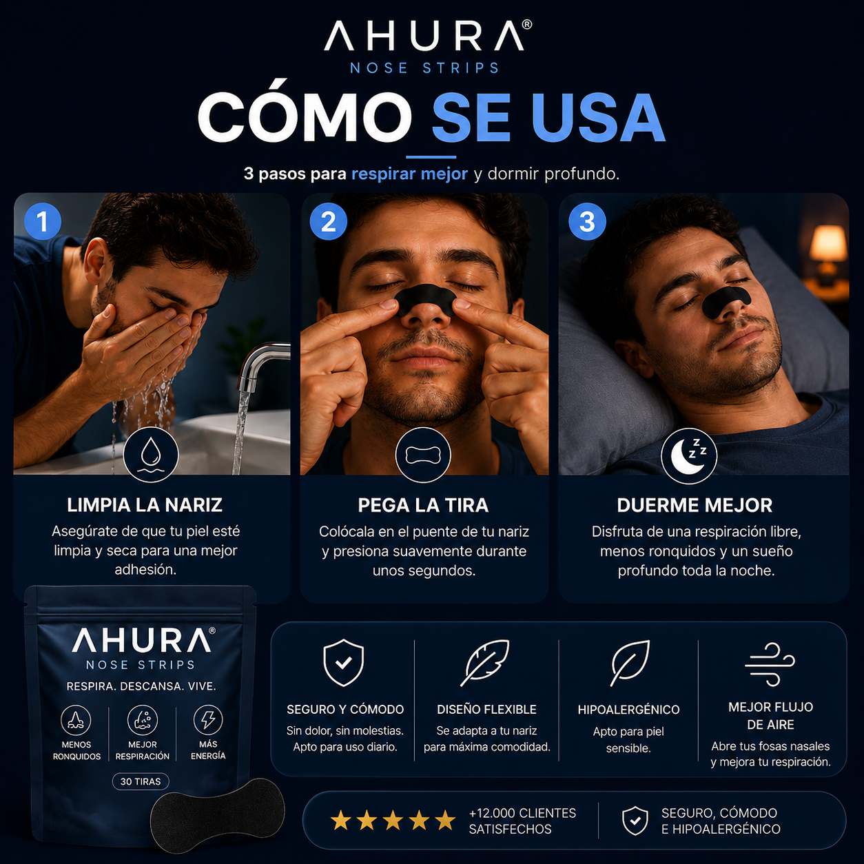 Ahura Nose Strips - Respira, Descansa, Vive